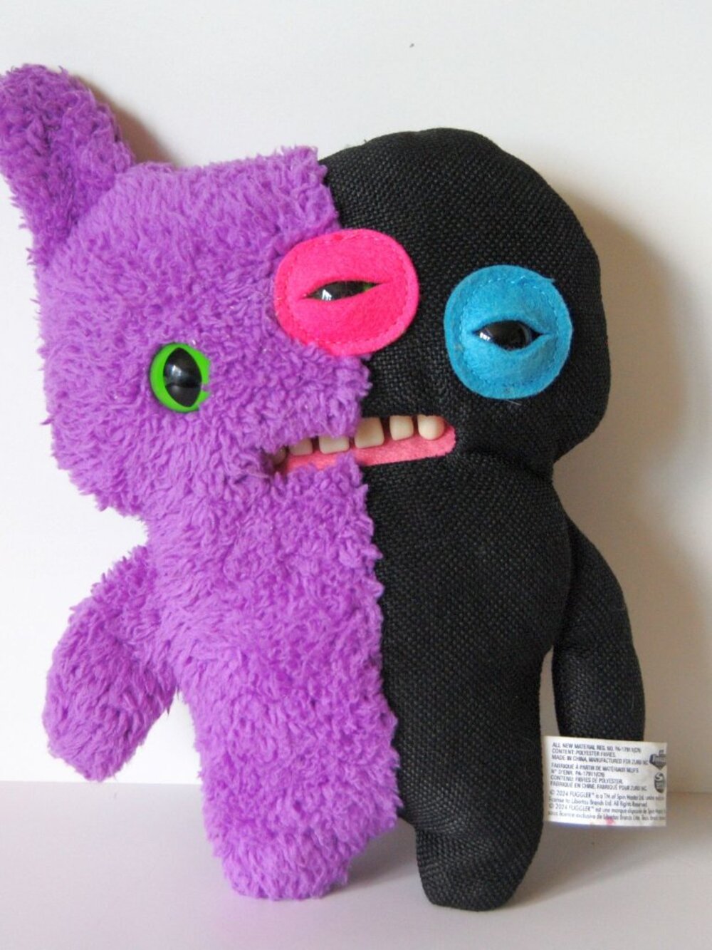 Fuggler Ugly Misfit 3 eyes Monster Plush Stuffed Purple & Black Teeth Doll 9”